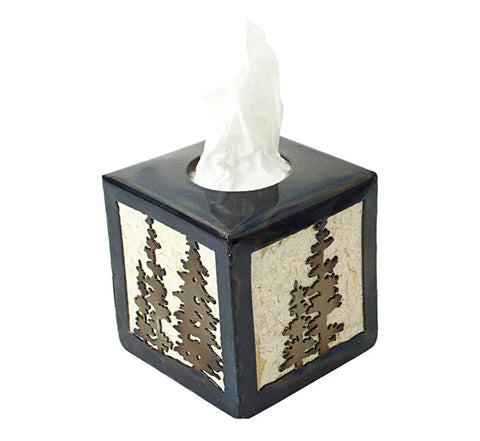Rustic Pine Tree Tissue Box Cover – Handcrafted American Made Decor | Veteran Owned Knights Home Decor  item