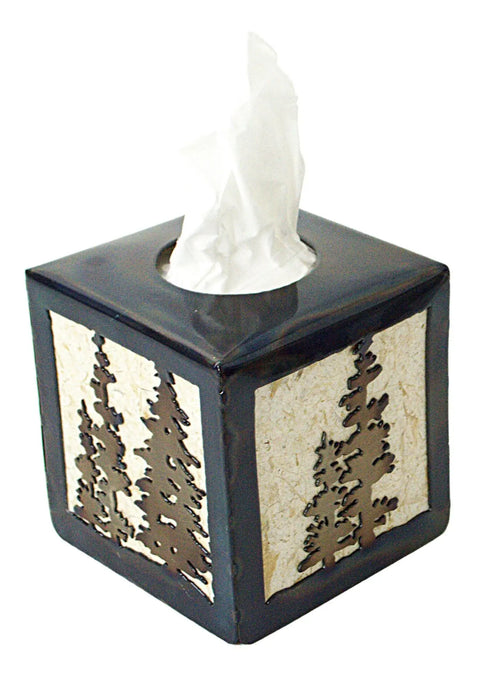 Rustic Pine Tree Tissue Box Holder – Handmade Decorative Cover for Standard Square Tissues | Made in USA Knights Home Decor  item