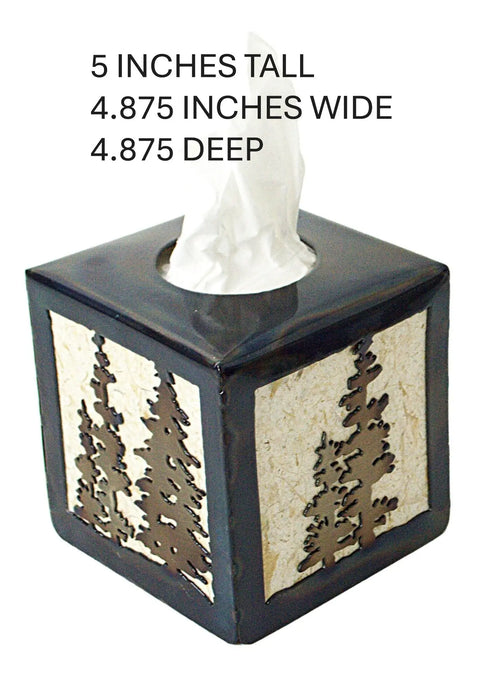 Rustic Pine Tree Tissue Box Holder – Handmade Decorative Cover for Standard Square Tissues | Made in USA Knights Home Decor  item