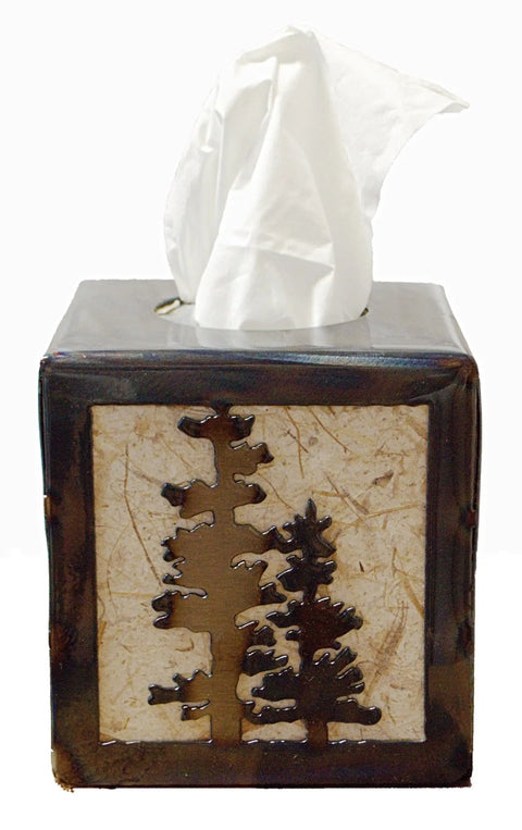 Rustic Pine Tree Tissue Box Holder – Handmade Decorative Cover for Standard Square Tissues | Made in USA Knights Home Decor  item