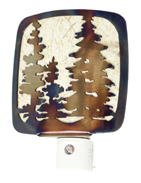 Rustic Pine Trees Metal Night Light – Handcrafted Woodland Glow Decor | Made in USA Knights Home Decor  item
