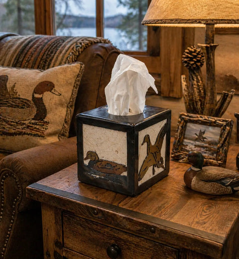 Rustic Pintail Duck Metal Tissue Box Cover – Handmade Home Decor Accent | Made in USA Knights Home Decor  item