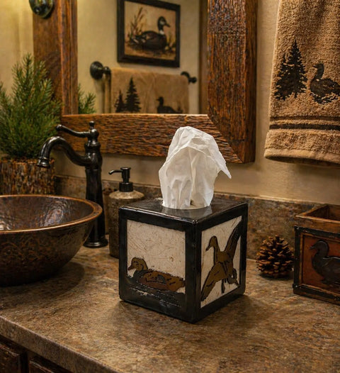 Rustic Pintail Duck Metal Tissue Box Cover – Handmade Home Decor Accent | Made in USA Knights Home Decor  item
