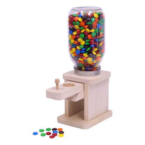 Rustic Poplar Wood Candy Dispenser With Clear Glass Jar 12 Inch – Handmade Amish Craft | Made in USA Amish Toy Box  Toy