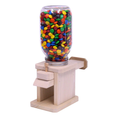 Rustic Poplar Wood Candy Dispenser With Clear Glass Jar 12 Inch – Handmade Amish Craft | Made in USA Amish Toy Box  Toy