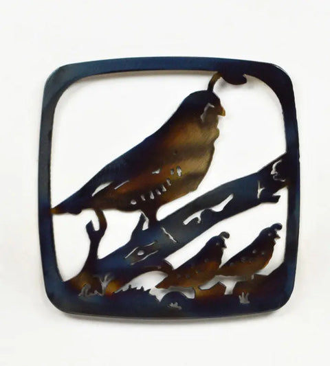 Rustic Quail Kitchen Trivet – Handcrafted Heat-Treated Hot Plate | Made in USA Family-Owned Craftsmanship Knights Home Decor  item