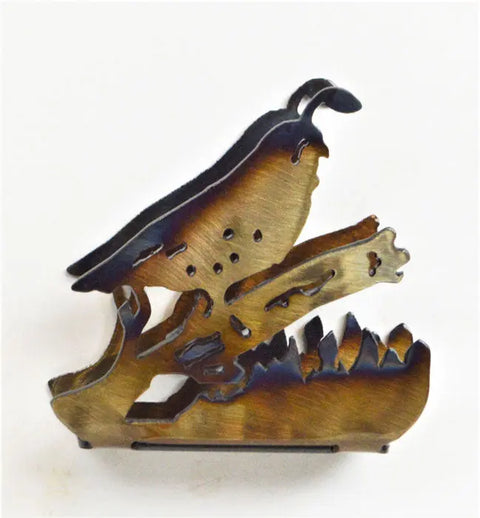 Rustic Quail Silhouette Napkin Holder – Handcrafted Metal Bar Decor | Made in USA Knights Home Decor  item