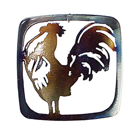 Rustic Rooster Metal Coaster – Heat-Treated Drink Protector | Made in USA Vintage Home Decor Knights Home Decor  item