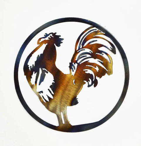 Rustic Rooster Metal Wall Art – Circular Farmhouse Decor | Handmade in USA Knights Home Decor  item