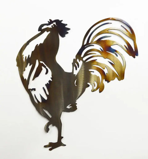 Rustic Rooster Metal Wall Art – Handcrafted Farmhouse Decor – Unique Heat-Treated Patina | Made in USA Knights Home Decor  item