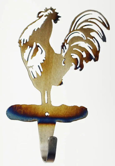 Rustic Rooster Wall Hook – Handmade Steel Coat and Towel Hanger | Farmhouse Decor Made in USA Knights Home Decor  item