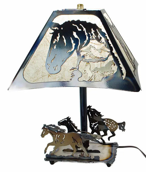 Rustic Running Horse Table Lamp – Handcrafted Metal Base – Western Home Accent | Made in USA Knights Home Decor  item