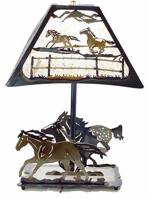Rustic Running Horse Table Lamp – Handcrafted Metal Base – Western Home Accent | Made in USA Knights Home Decor  item