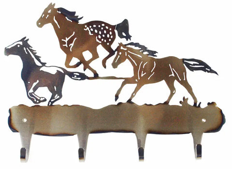Rustic Running Horse Wall Hook – 4-Prong Steel Coat and Towel Hanger | Handmade in USA Knights Home Decor  item