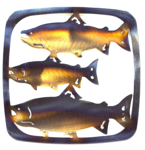 Rustic Salmon Design Metal Trivet – Heat Resistant Kitchen Hot Plate Pad | Made in USA Knights Home Decor  item