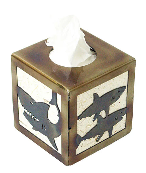 Rustic Shark-Themed Tissue Box Cover – Coastal Home Decor – Handcrafted Wood Holder | Made in USA Knights Home Decor  item