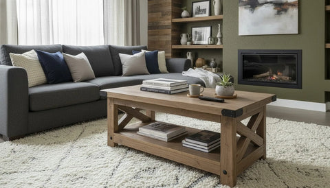 Rustic Solid Wood Coffee Table – Handcrafted Table with Bottom Shelf | Made in USA | Model #1027 Limitless Woodworking  item