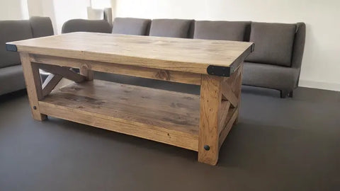 Rustic Solid Wood Coffee Table – Handcrafted Table with Bottom Shelf | Made in USA | Model #1027 Limitless Woodworking  item