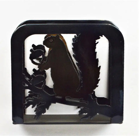 Rustic Squirrel Napkin Holder – Handcrafted Metal Kitchen Decor | Made in USA Knights Home Decor  item
