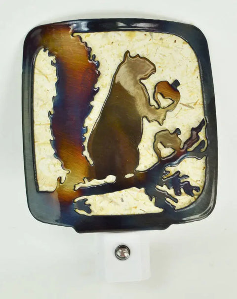 Rustic Squirrel Night Light – Handcrafted Light-Sensitive Decor | Cozy Accent Made in USA Knights Home Decor  item