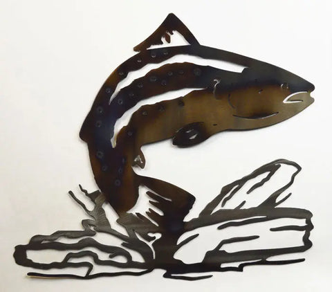 Rustic Steelhead Fish Wall Art – Handcrafted Metal Decor | Made in USA Knights Home Decor  item