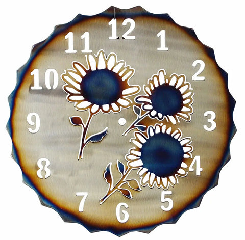 Rustic Sunflower Metal Wall Clock – Handcrafted Timepiece | Made in USA Knights Home Decor  item