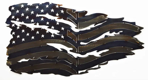 Rustic Tattered American Flag Wall Decor – Handcrafted Patriotic Art | Made in USA Knights Home Decor  item
