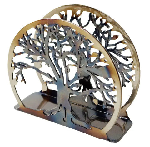 Rustic Tree of Life Metal Napkin Holder – Handcrafted Table Accent | Made in USA by Veteran-Owned Family Knights Home Decor  item