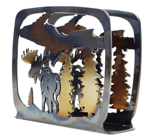 Rustic Upper Peninsula Michigan Napkin Holder – Handcrafted Metal Wildlife Silhouette | Made in USA Knights Home Decor  item