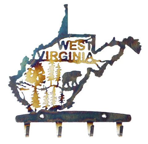 Rustic West Virginia Bear Key Rack – Handmade Wall Organizer with Hooks | Made in USA Knights Home Decor  item