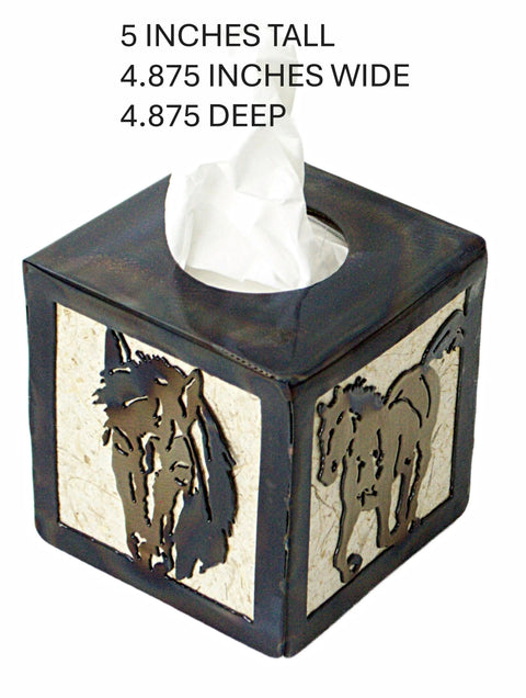 Rustic Western Horse and Colt Tissue Box Holder – Handcrafted Décor Accent | Made in USA Knights Home Decor  item