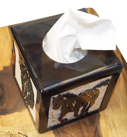 Rustic Western Horse and Colt Tissue Box Holder – Handcrafted Décor Accent | Made in USA Knights Home Decor  item