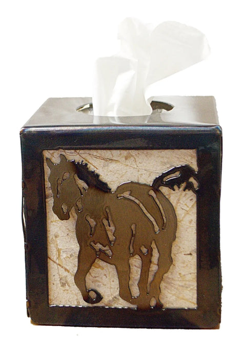 Rustic Western Horse and Colt Tissue Box Holder – Handcrafted Décor Accent | Made in USA Knights Home Decor  item