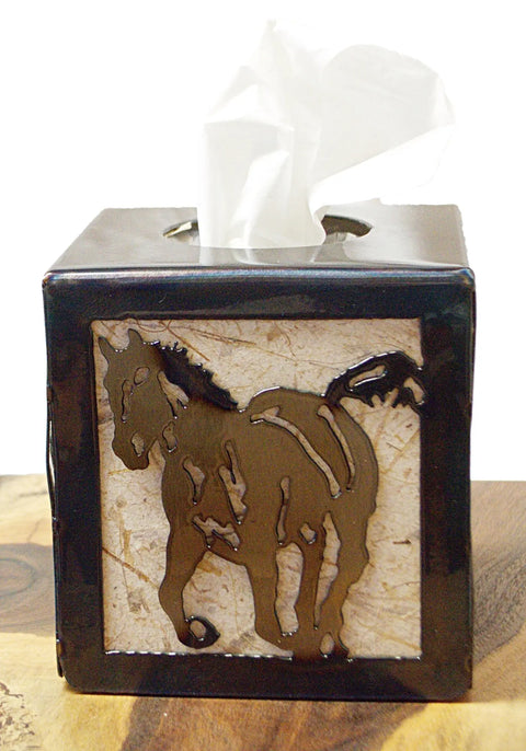 Rustic Western Horse and Colt Tissue Box Holder – Handcrafted Décor Accent | Made in USA Knights Home Decor  item