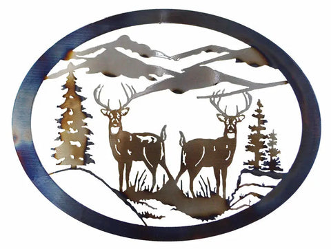 Rustic White-Tailed Deer Metal Wall Art – Oval Wildlife Silhouette | Made in USA Knights Home Decor  item