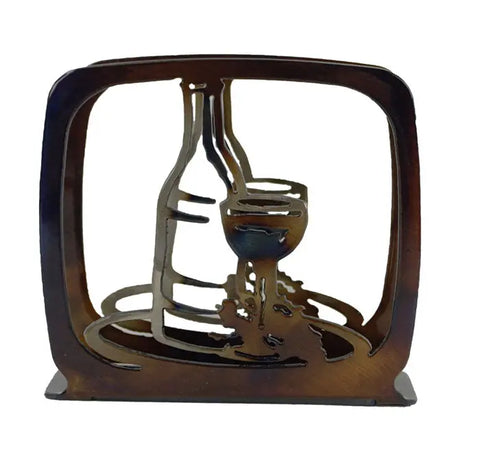 Rustic Wine Bottle and Glass Napkin Holder – Handmade Kitchen Organizer | Made in USA Knights Home Decor  item