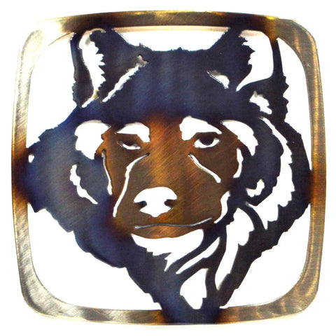 Rustic Wolf Head Metal Trivet – Heat Treated Hot Plate for Kitchen | Made in USA Knights Home Decor  item