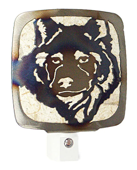 Rustic Wolf Head Night Light – Automatic Sensor Illumination | Handcrafted Home Accent Made in USA Knights Home Decor  item