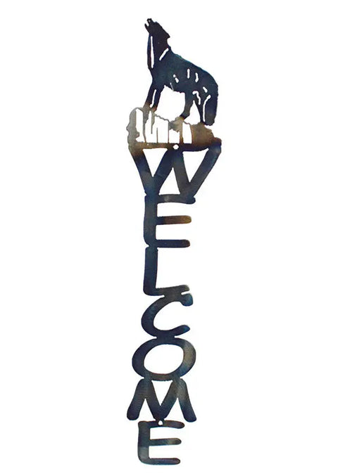Rustic Wolf Howling Metal Welcome Sign – Outdoor Wall Décor | Made in USA Knights Home Decor  item