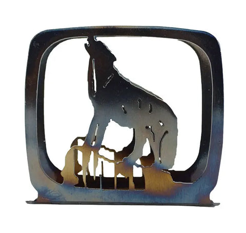 Rustic Wolf Howling Napkin Holder – Metal Table Organizer | Made in USA Home Decor Knights Home Decor  item