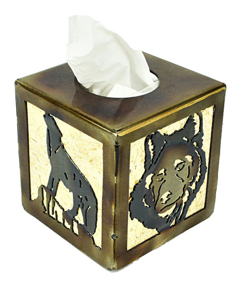 Rustic Wolf Howling Tissue Box Cover – Square Decorative Holder for Cabin Decor | Made in USA Knights Home Decor  item