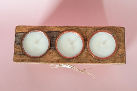 Rustic Wooden Sugar Mold Candle – 3-Hole Dough Bowl | Handmade in USA & Clean-Burning Soy Wax Shanti + Tula  Home Decor
