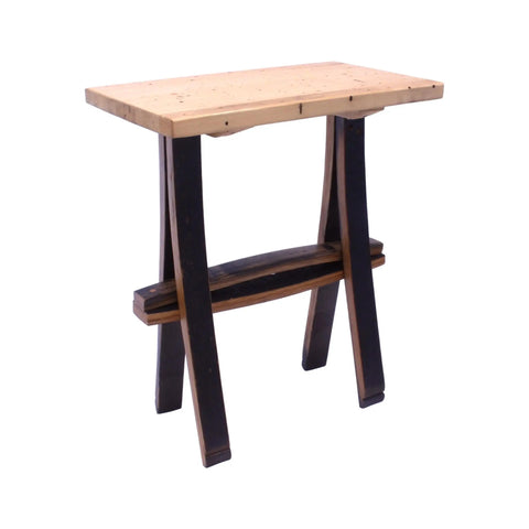 Rustic Wormy Maple Accent Table – Reclaimed Whiskey Barrel Legs | Amish Made in USA Amish Toy Box  Plant Stand Table