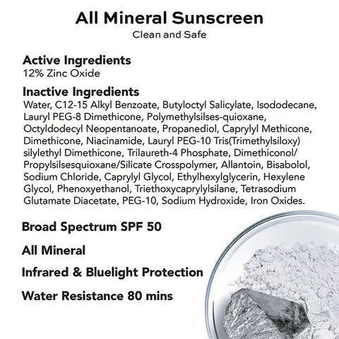 SPF 50 Mineral Tinted Moisturizer 1.5 Oz – Broad Spectrum Sun Protection | Made in USA Open Formula  Lotion & Moisturizer