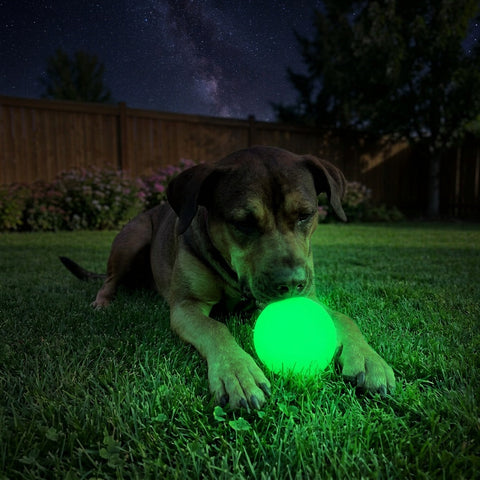 4 Inch Glow Ball Treat Dispenser – Durable PUP-X Synthetic Rubber Dog Toy | Made in USA SodaPup  Rubber Dog Toys