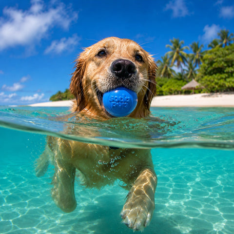Chew Proof Floating Dog Fetch Ball – Durable Squeaker Toy 3 Inch | Made in USA SodaPup  Rubber Dog Toys
