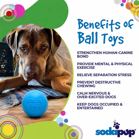 Chew Proof Floating Dog Fetch Ball – Durable Squeaker Toy 3 Inch | Made in USA SodaPup  Rubber Dog Toys