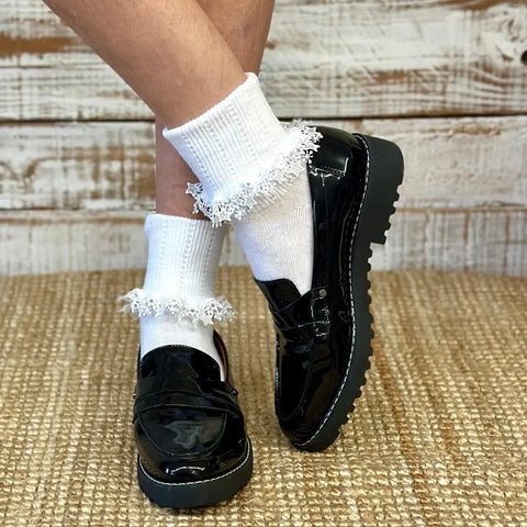 STARS Lace Cuff Ankle Socks  - White Catherine Cole  socks