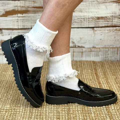 STARS Lace Cuff Ankle Socks  - White Catherine Cole  socks