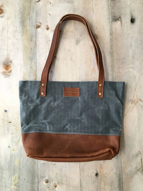 Saco River Canvas Tote Bag – Durable Leather Bottom – Handmade in Maine USA Rogue Industries  Tote Bag
